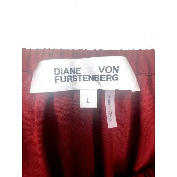 Diane Von Furstenberg Womens Red Elastic Waist Wide-Leg Pants Size Large - Picture 8 of 12
